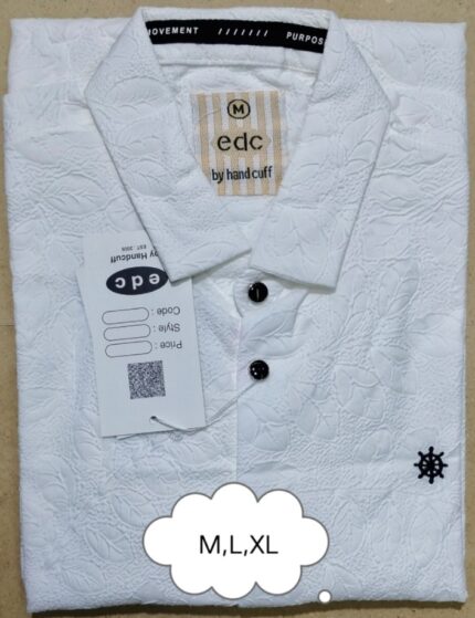 100% Premium Quality china embus cotton fabrics white colour Full Sleeve Casual print Shirt For Men. Price in Bangladesh | resellKori