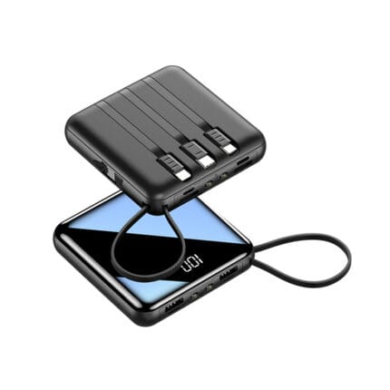20000mAh Mini Portable Power Bank Built-in 3 Cables Fast Charging Backup External Battery Led Display Price in Bangladesh | resellKori