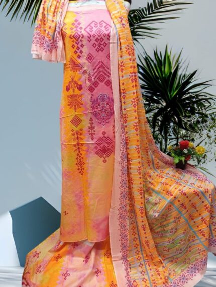 Digital Print Cotton Three Piece Price in Bangladesh | resellKori