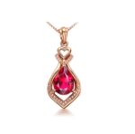 Drop Shaped Ruby Zircon Gemstones Pendant Necklace For Women Gold Luxury Pendant Chain Necklace Price in Bangladesh | resellKori