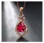 Drop Shaped Ruby Zircon Gemstones Pendant Necklace For Women Gold Luxury Pendant Chain Necklace Price in Bangladesh | resellKori