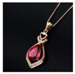 Drop Shaped Ruby Zircon Gemstones Pendant Necklace For Women Gold Luxury Pendant Chain Necklace Price in Bangladesh | resellKori
