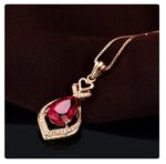 Drop Shaped Ruby Zircon Gemstones Pendant Necklace For Women Gold Luxury Pendant Chain Necklace Price in Bangladesh | resellKori