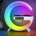 G63 Multicolor LED Moon Design Alarm Clock with Wireless Charging & Digital Display – Stylish Night Lamp & Phone Stand Price in Bangladesh | resellKori