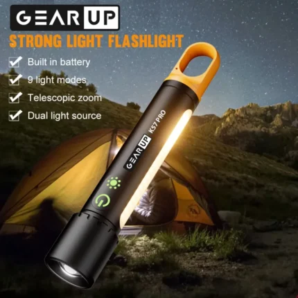 GearUP K57 PRO Rechargeable High Power Flashlight + Large COB Light with 5000mAh Lithium Battery Price in Bangladesh | resellKori