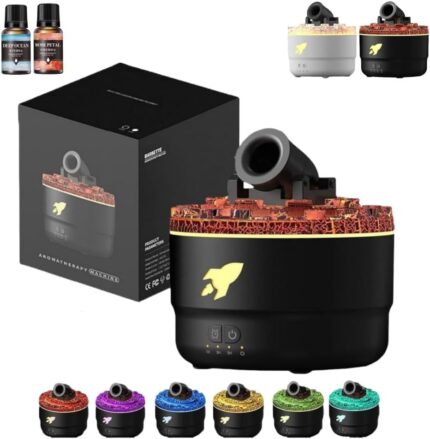 Play Video Play Video Volcanic Crack Aroma Diffuser Essential Oil Lamp 280ml USB Portable Timer Air Humidifier Blast Aroma Color Flame Night Light Price in Bangladesh | resellKori