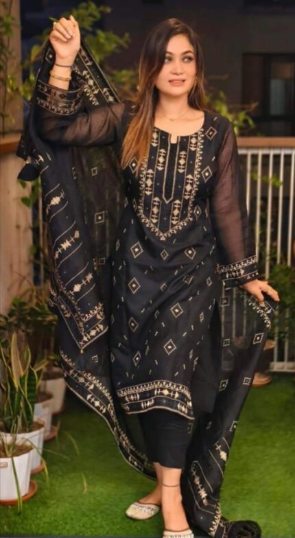 Premium computer printed cotton 3 Piece code:oiaj Price in Bangladesh | resellKori