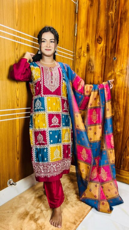 জর্জেট এমব্রয়ডারি থ্রি পিস Price in Bangladesh | resellKori