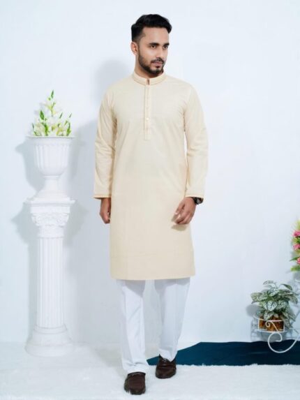 Pure Slub Cotton Panjabi - Pearl Color - পুরুষদের পাঞ্জাবি - পার্ল কালার Price in Bangladesh | resellKori